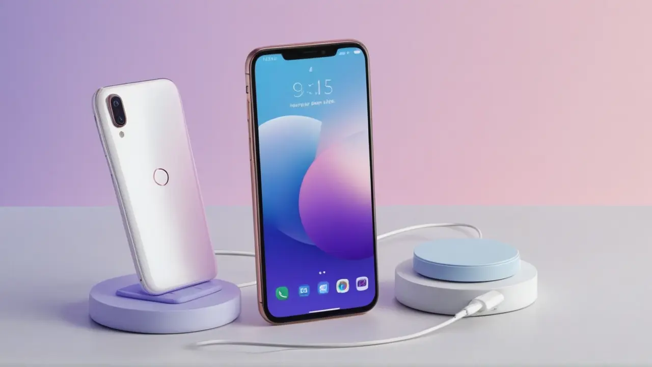 Ilustración de móvil moderno cargando con 5G