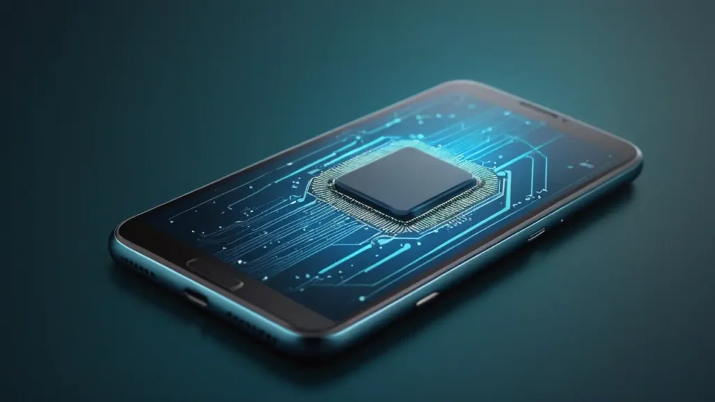 Smartphone exhibiendo su tecnología de procesador