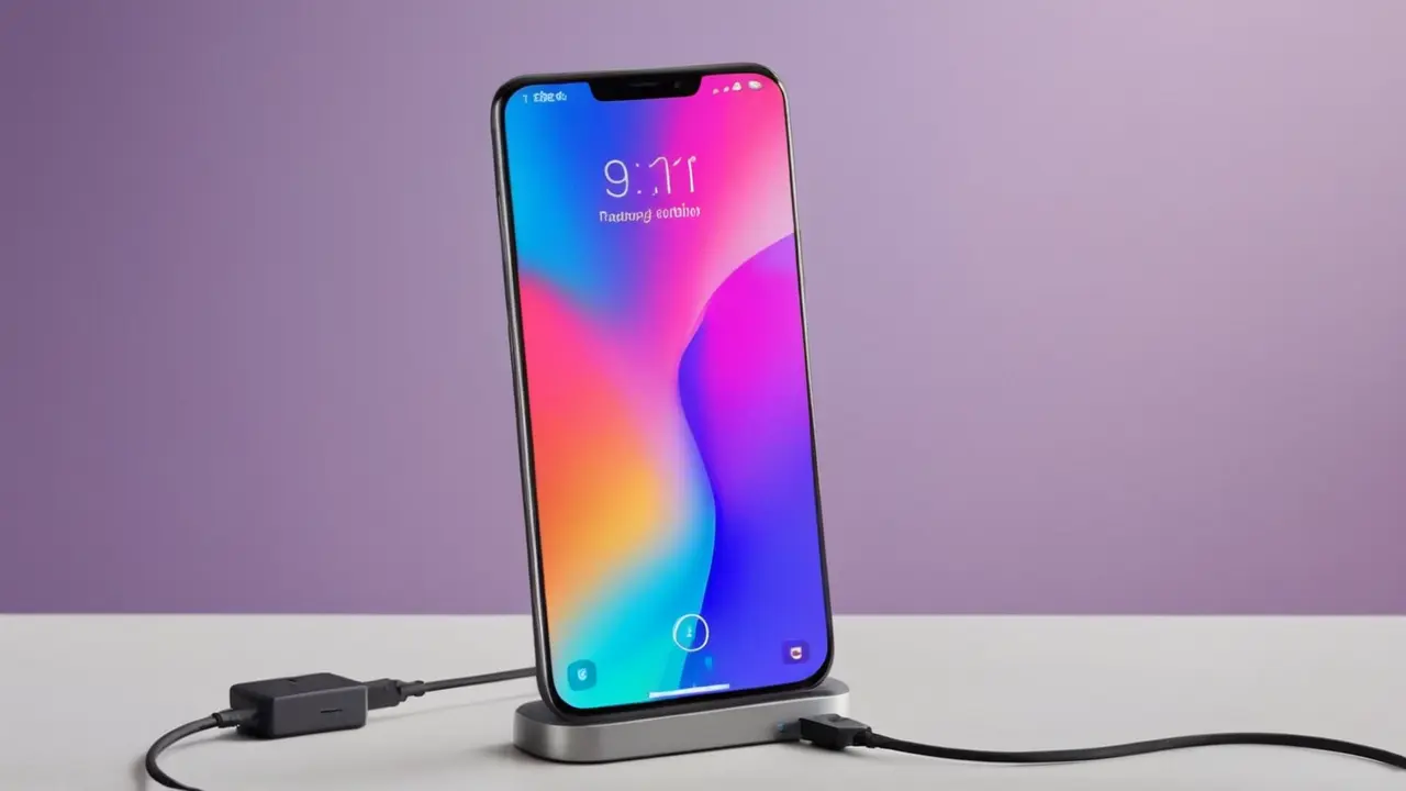 Moderno smartphone con tecnología de carga rápida