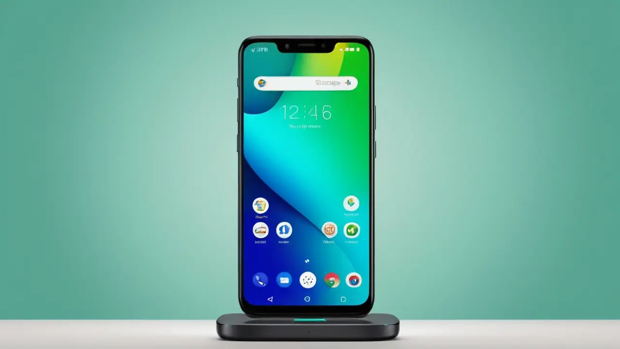 Ilustración de móvil con doble SIM y batería