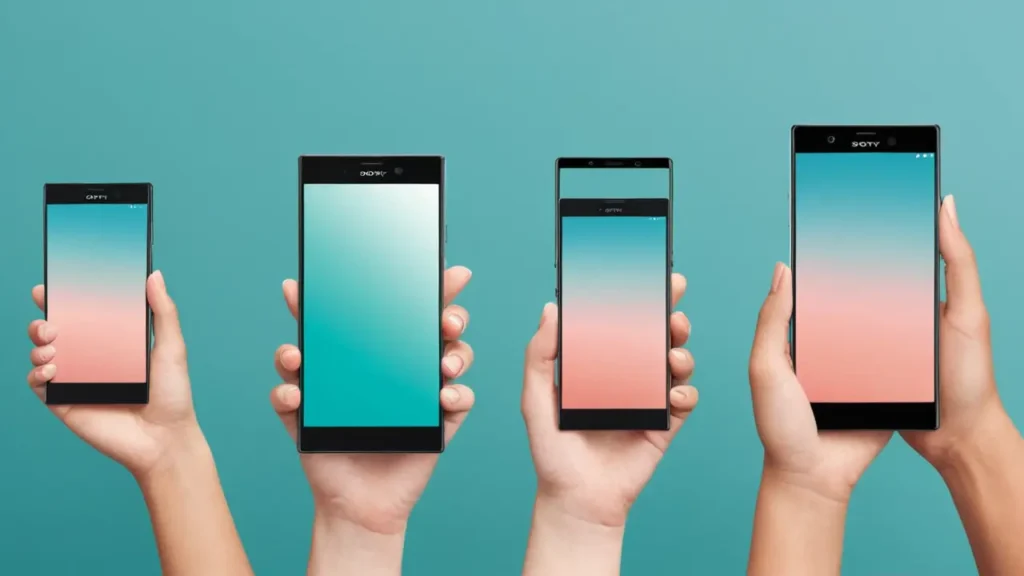 Mano sosteniendo móvil con foto grupal