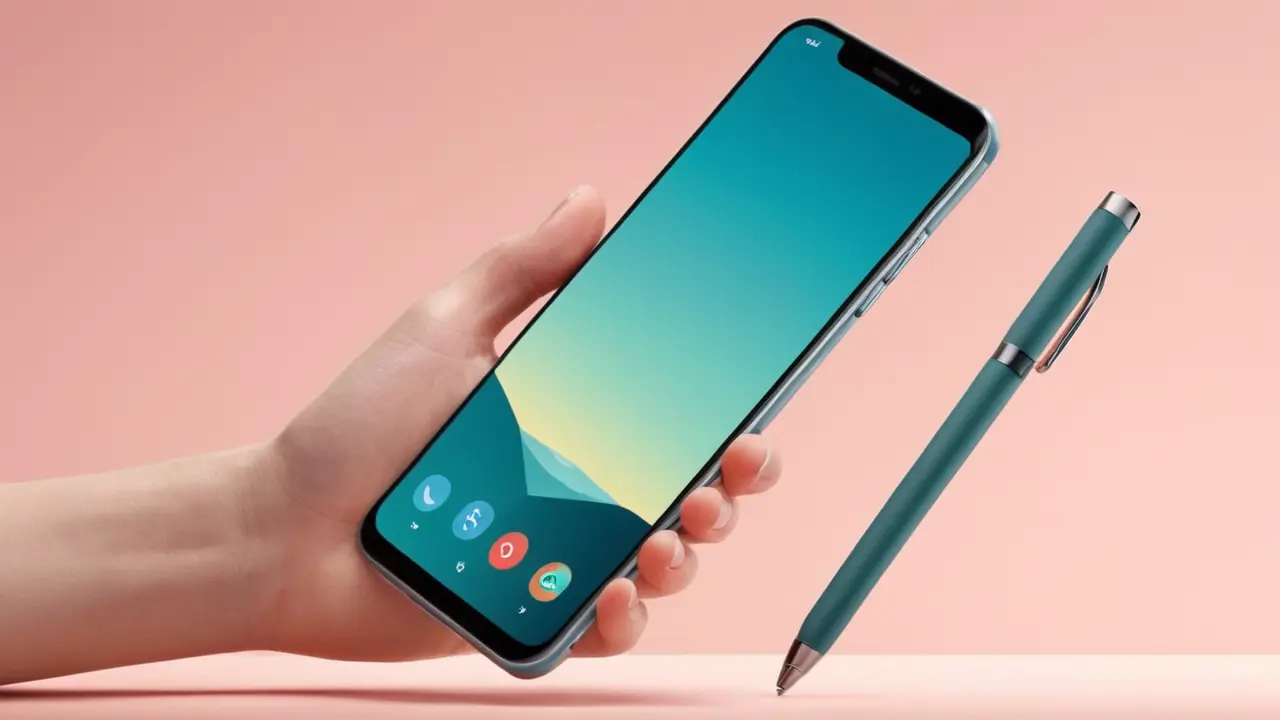 Ilustración corporativa de smartphone con lápiz digital