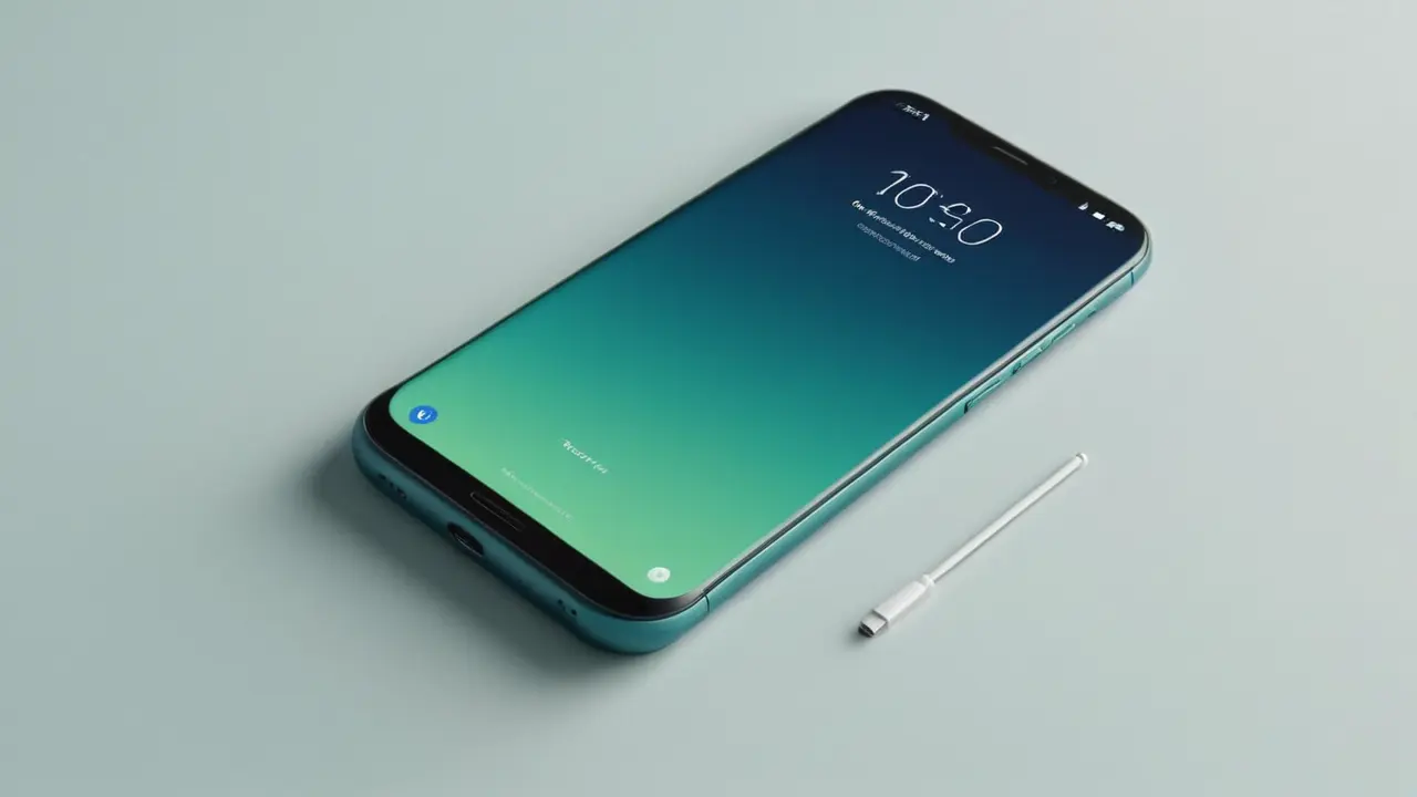 Diseño minimalista de smartphone con iconos tecnológicos