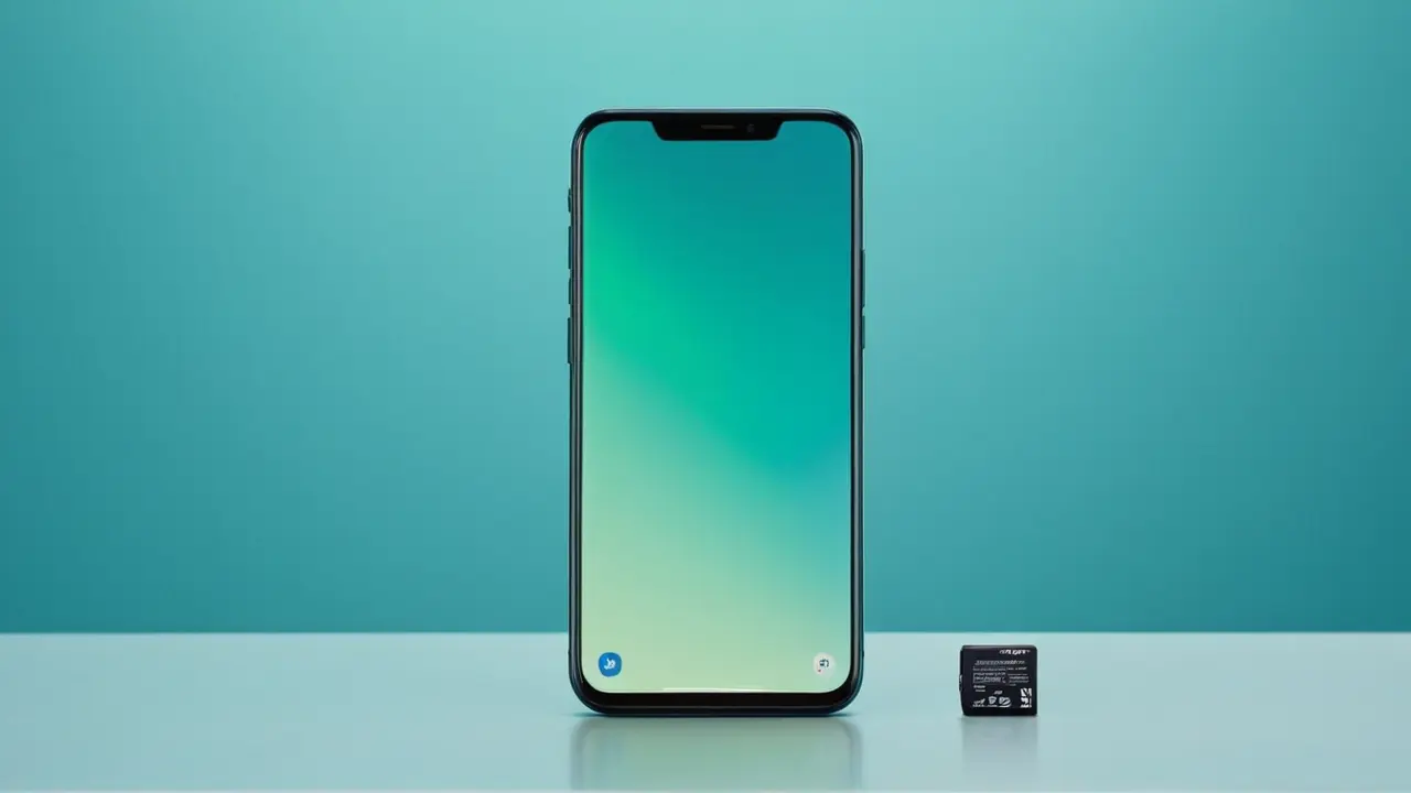 Smartphone estilizado con sus principales funciones