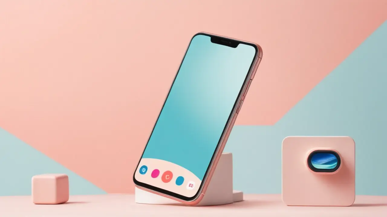 Ilustración minimalista de un smartphone con iconos