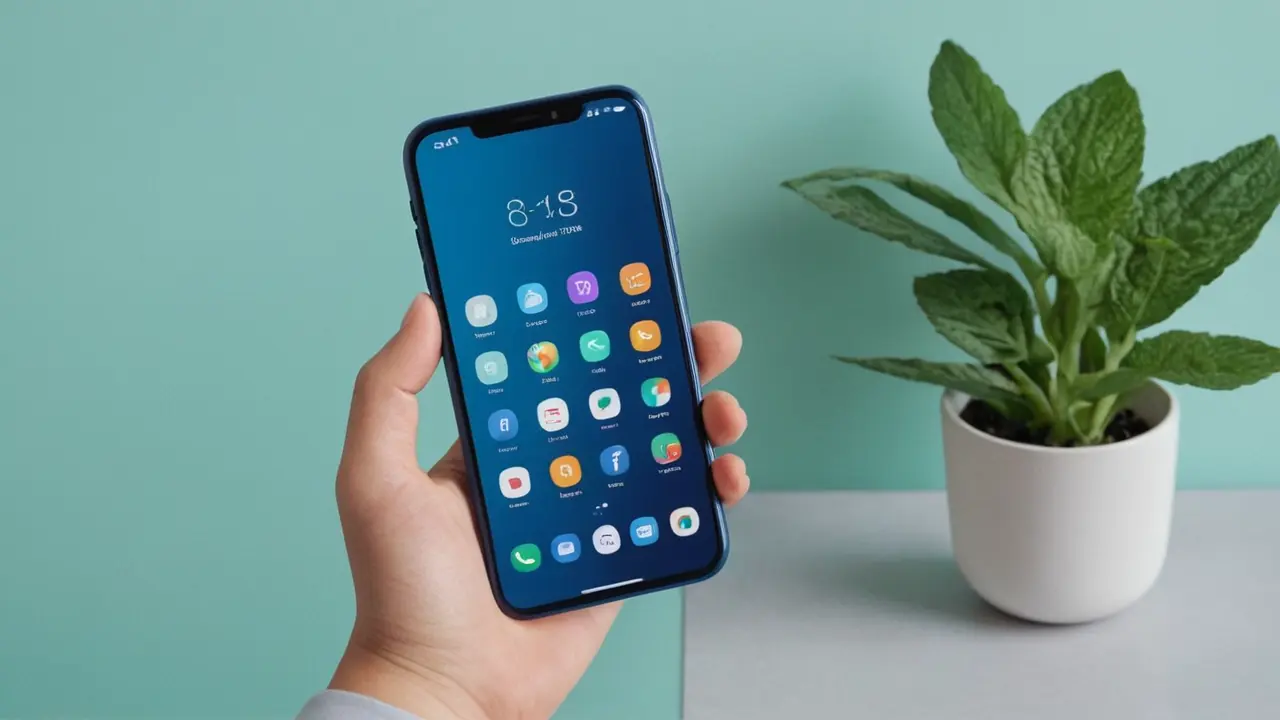 Móvil minimalista fotografiando con inteligencia artificial