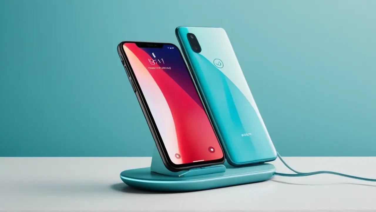 Ilustración de un smartphone con carga rápida