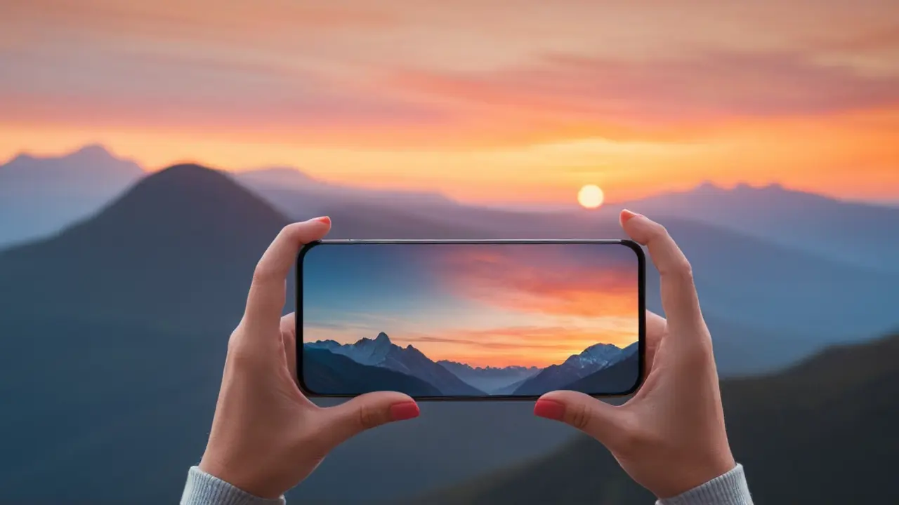 Ilustración moderna de un móvil sostenido